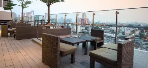 Luxury residence with rooftop view and multiple dining areas