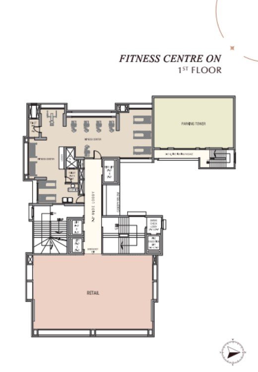 Luxury residential tower featuring modern fitness centre on the first floor