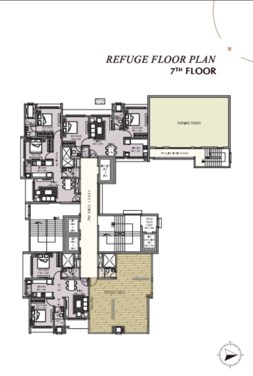 Luxury residential tower refuge floor plan with modern design layout