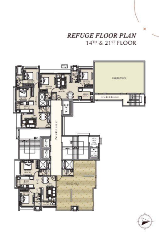 Luxury residential tower refuge floor plan with modern design layout